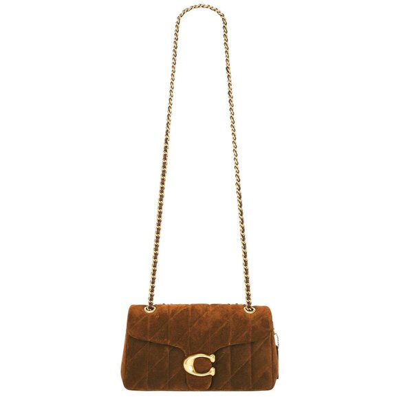 Coach Tabby Shoulder Bag 26 in Warm Brown Womens Suede Brass Hardware Purse - Picture 6 of 17